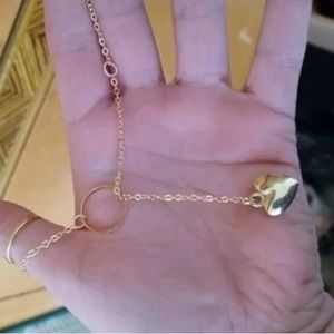 💜 Lovely Metallic Heart Lariat Necklace 💜 Heart Charm Y Lariat Necklace